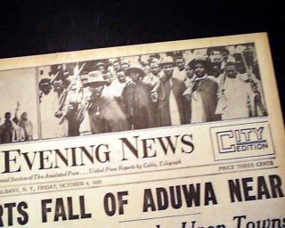 Italy Invades Ethiopia Benito Mussolini 1935 Newspaper
