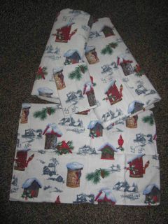 Holiday Flannel Sheet Set Cardinals Country Winter Scene