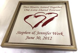 Laser Engraved Framed Wedding Double Hearts Mirror