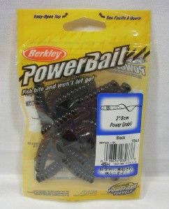 Berkley Powerbait 3 Black Power Grubs Soft Plastic Package 15ct 