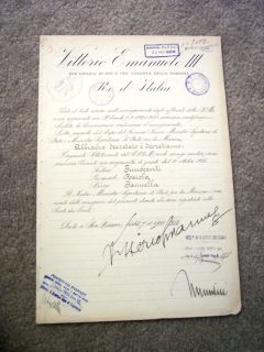 Benito Mussolini and Vittorio Emanuelle III signed 1935 Document