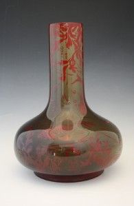 1900 British Art Pottery Vase Bernard Moore Sang de Boeuf Oxblood Koi 