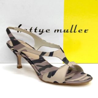 New Bettye Muller Italy Ritz Heels Sandals Shoes 40 Military 