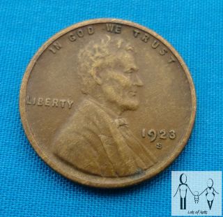 1923 S Fine Wheat Cent Penny F Better Date Free S H 1c US Coin