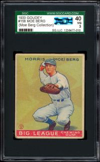   of 59 cards personally collected by moe berg and his brother sam berg