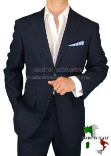 Bianco BRIONI $1598 Linen Made in Italy Mens Suits Navy 40R