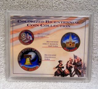 Colorized Bicentennial Coin Collection Dollar Half Dollar Quarter