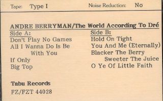 Andre Berryman World According to Dre New Cassette