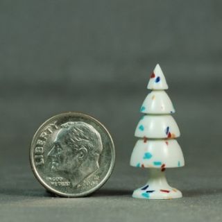 Dollhouse Miniature Turning Porcelain Mosiac Acrylic Christmas Tree 