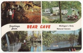 GREETINGS from BEAR CAVE  BUCHANAN MI MICHIGANs NATURAL CAVERN c1960s 