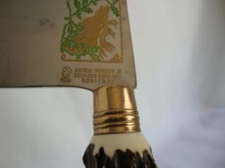 Anton Wingen Germany Cleaver Othello Engraved Stag Horn