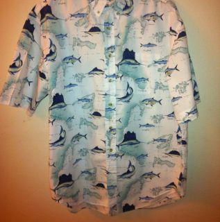 Bimini Bay Outfitters Swordfish Boat Shirt XL Button Down Short Mens 