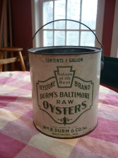 Maine farm find early Durm Keystone oyster one gallon tin can 