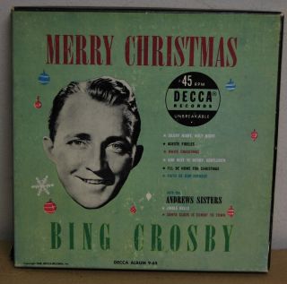 Bing Crosby Merry Christmas Box Set 4x7 OG 1950 Decca 9 65 Andrews 