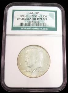 Binion Collection 4 Coin NGC Uncirculated Silver Type Set 950 2500 
