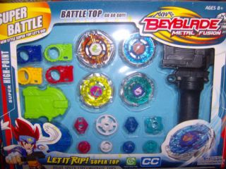 Beyblade Metal Fusion BB2 Set Lot Launcher 4 Beyblades Very Cheap