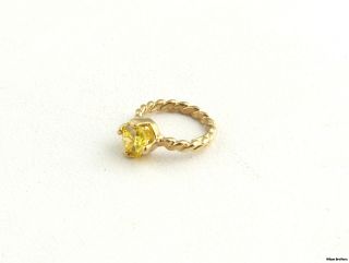 Small Ring Charm 10K Yellow Gold Simulated Yellow Sapphire Birthstone 