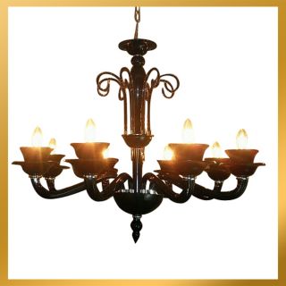 Light Vintage Black Blown Murano Glass Chandelier Light Pendant Lamp 