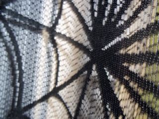 Gothic Black Lace Sheer Curtain Halloween Window Web Spider 85 x 39 