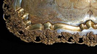 Large Antique Barbour Silver Co Silverplate Victorian Footed Tray 