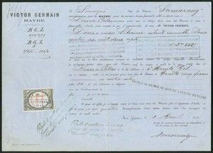 Peru Spain War 1873 Bill of Lading France Revenue Stamp
