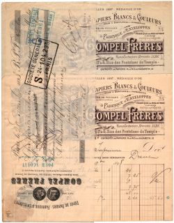   1898 Papiers Fabrique DEnveloppes Invoice Bill of Sale Paris
