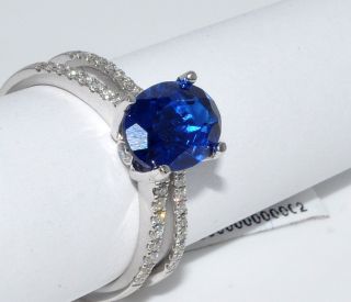Blue Sapphire Diamond Ring Gemstone Birthston Engagement 2 3ct 14k 