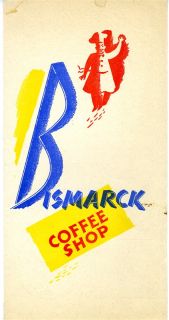 Bismarck Hotel Coffee Shop Luncheon Dinner Menu 1952 Chicago Illinois 