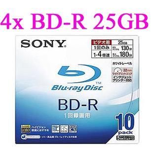 10 Blu Ray Blank Media Disc 25GB BD R Printable Bluray
