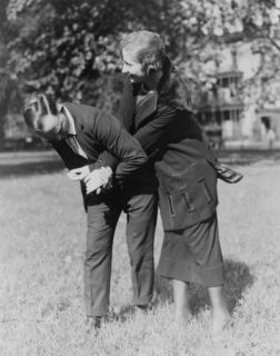  Policewoman and Policeman Practicing Self Defense Vintage B B8