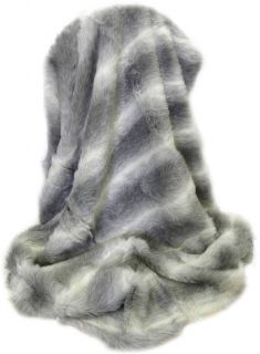 Silver and White Faux Fur Throw 50 X 60 Super Soft Brand New