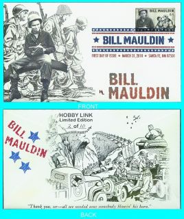 Bill Mauldin First Day Cover Color Cancel