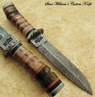 Steve Williams 1 of A Kind Stunning RARE Custom Damascus Knife Fossil 