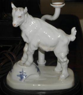 Antique Blanc de Chine Copenhagen Porcelain Billy Goat Figurine Lamp 
