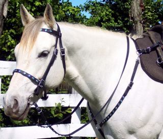 Aqua Bling Black English Bridle Breast Collar Beta Biothane Horse Any 