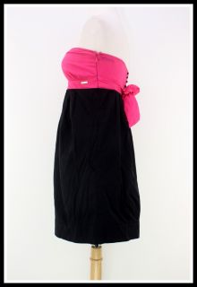 Billabong Size M Hot Pink Black Color Block Strapless Casual Button 