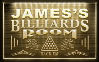 HPJ Billiards Pool Bar Room Custom Name Personalized Hairline LED 