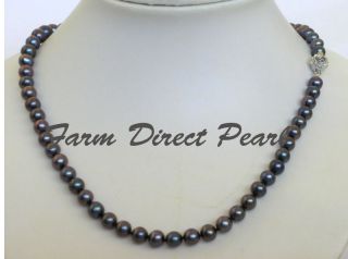 Cultured Freshwater 7 8mm Black Pearl Necklace 20 Long
