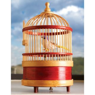 Clockwork Mechanical Singing Bird Cage Quirky Gift Vintage Style Music 