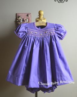 Petit Ami Purple Smocked 3 6 9 Months Dress Bloomers Baby Girls