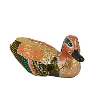 Mandarin Duck Bird Trinket Box w Swarovski Crystals New
