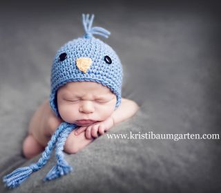 ILC Crochet Newborn Bluebird Bird Baby Hat Photo Prop