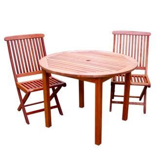    Patio Bistro Table with Chairs Set Teak Stain Outdoor Furniture NEW