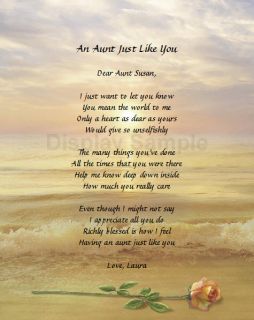 Gift for Aunt Personalized Poem Birthday or Christmas Gift Idea