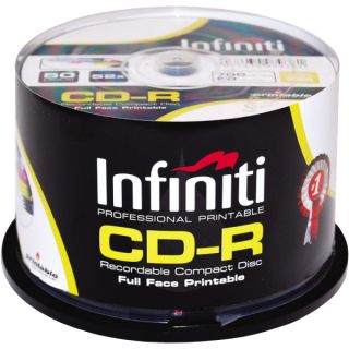 100 Infiniti CD R CDS FF White Printable Blank Media Disc 700MB 80Min 