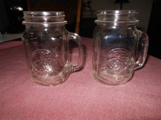 Set Of 2 Golden Harvest Drinking Canning Jar Mug Glass Small Mouth 14 