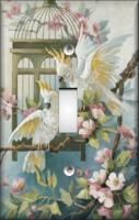 Bird Parrot Cockatoos Flowers Cage Single Switch Plate