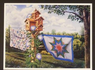 SUMMER BREEZE by Doug Knutson PRINT Country Birdhouse quilts 