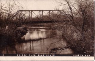 1910 RPPC Bridge Over Blue River Hebron NE