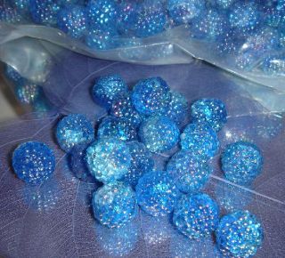 35 Lucite Beads Sparkling Blue Raspberry Beads Fun